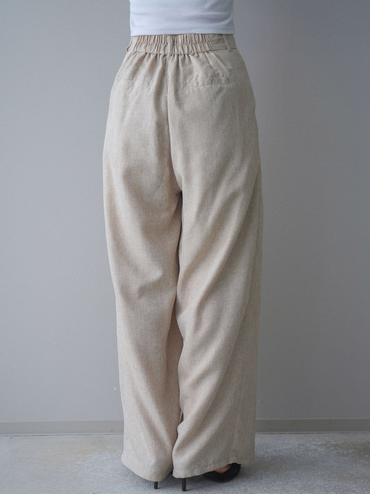[予約]リネンライクタックワイドパンツ/oatmeal