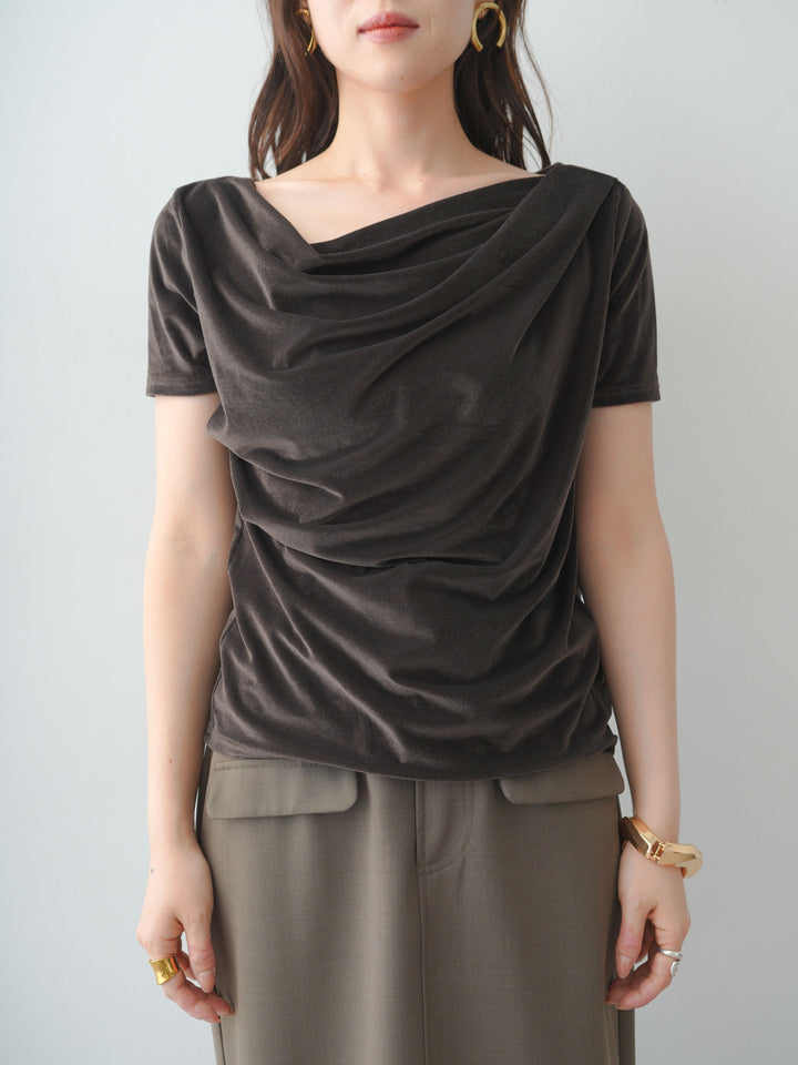 [3]アシメネックシアーベロアトップス/brown