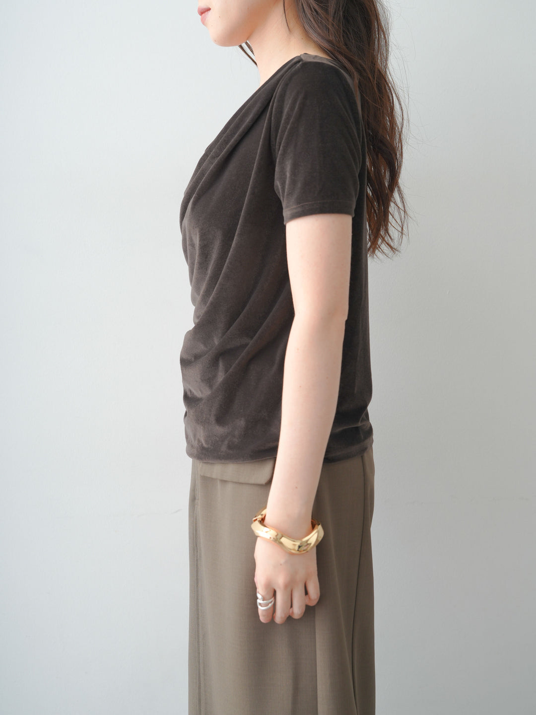 [3]アシメネックシアーベロアトップス/brown