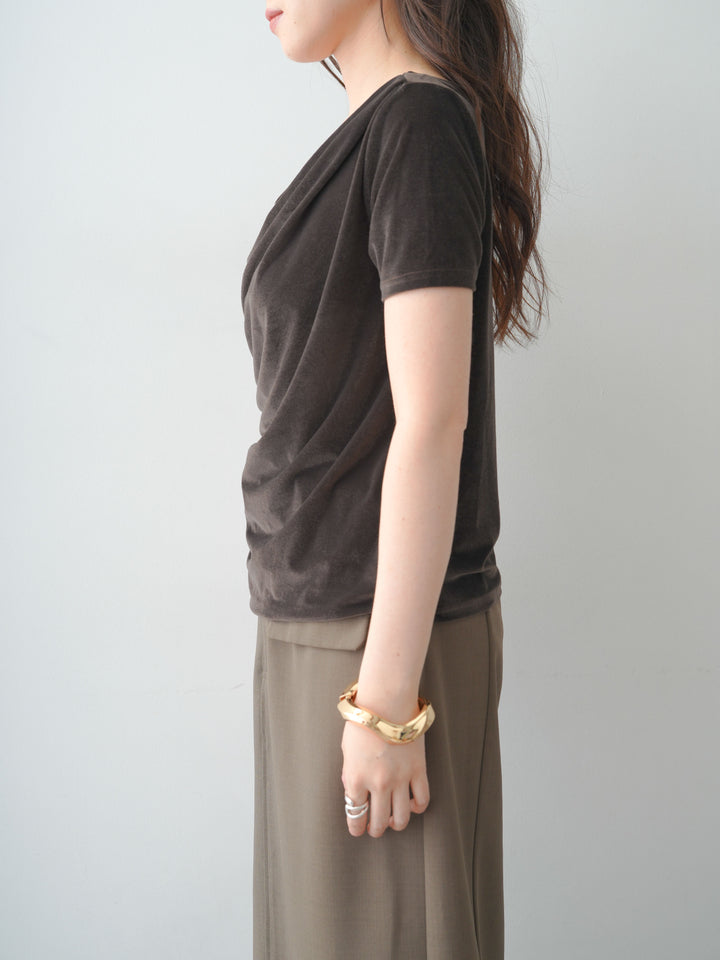 [3]アシメネックシアーベロアトップス/brown