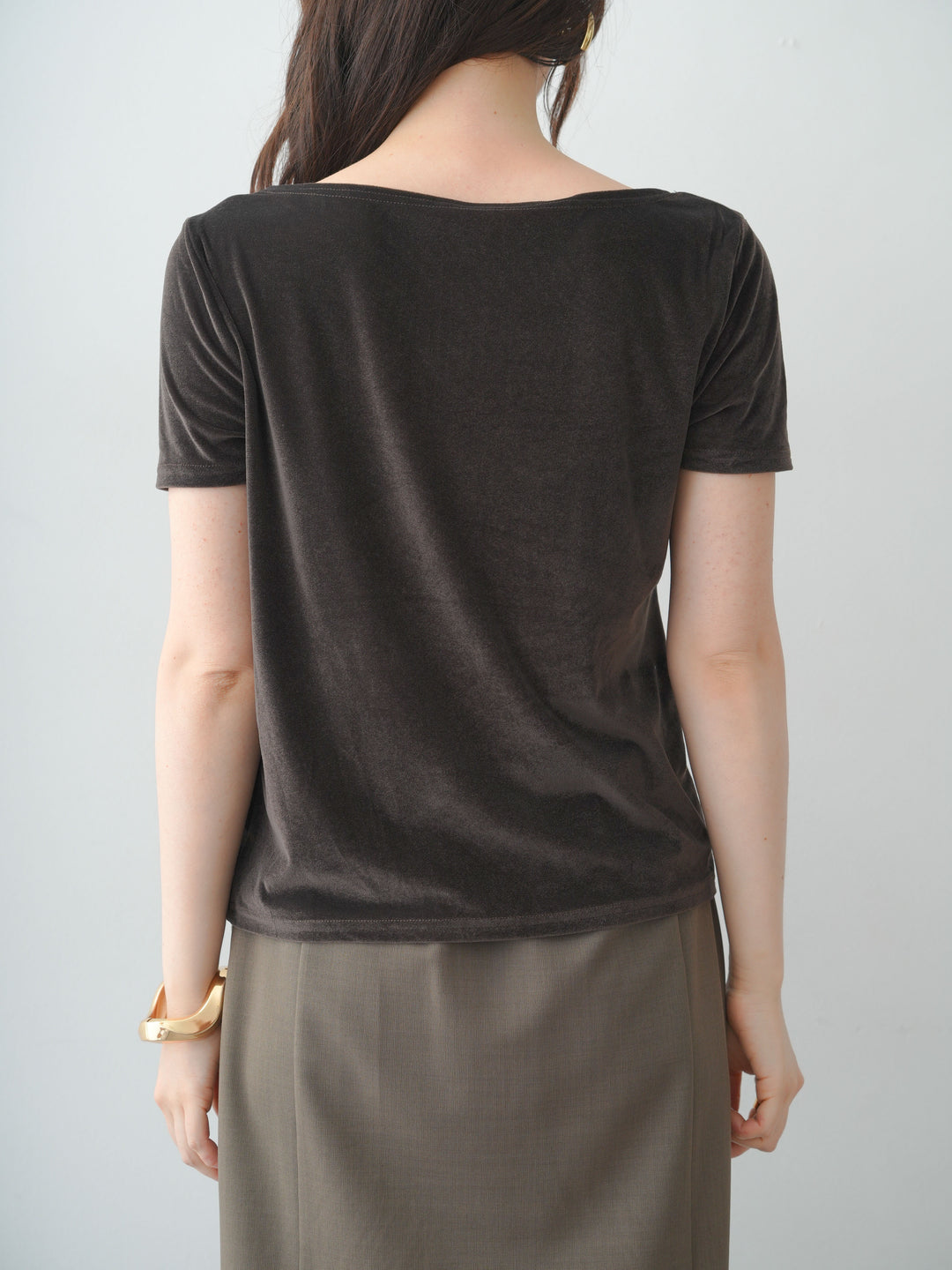 [3]アシメネックシアーベロアトップス/brown