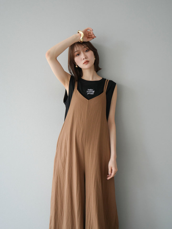 [予約]ロゴ刺繍ノースリートップス/ブラック