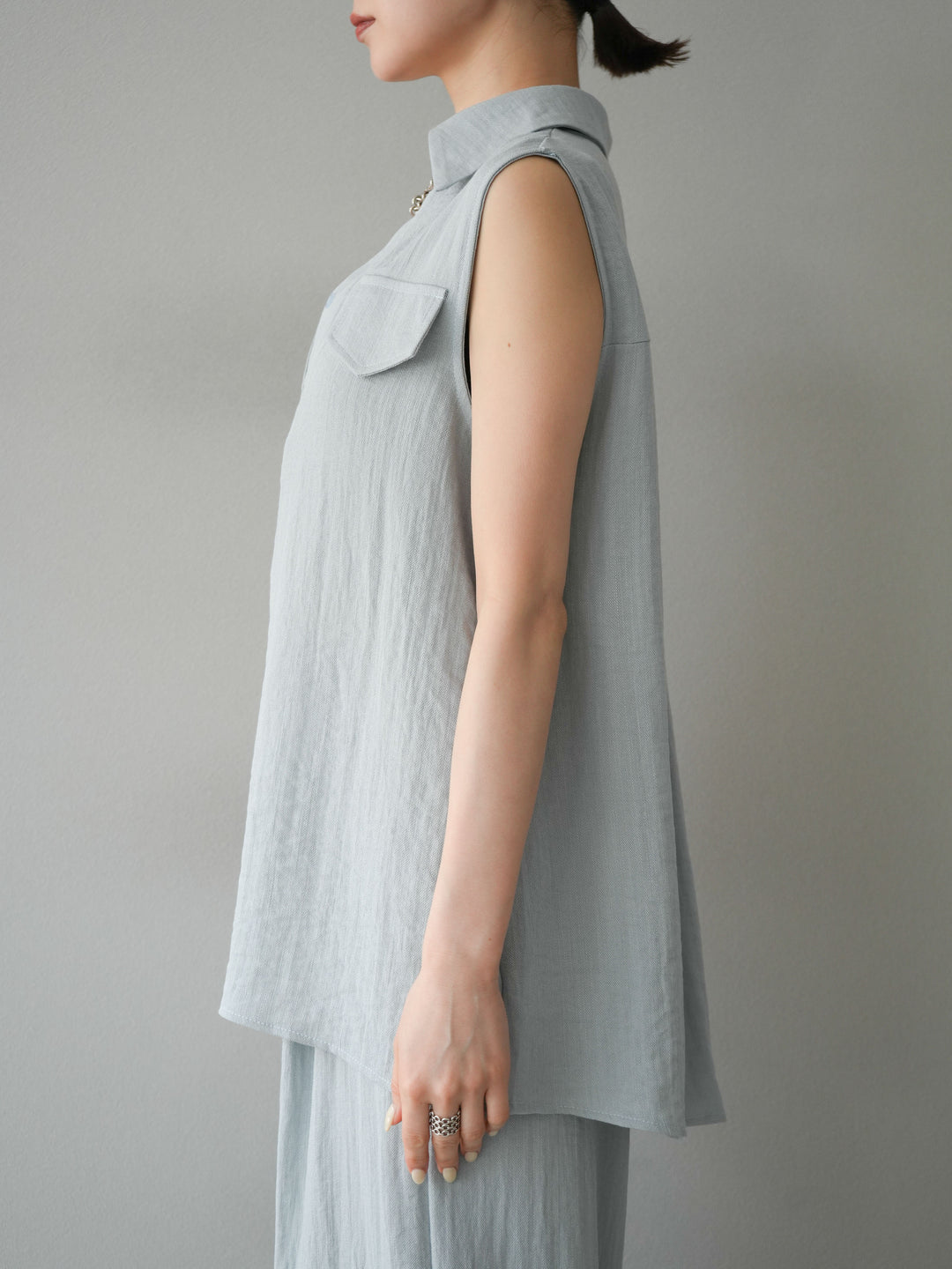 [SET]リネンライクスキッパーブラウス＆ワイドパンツSET UP