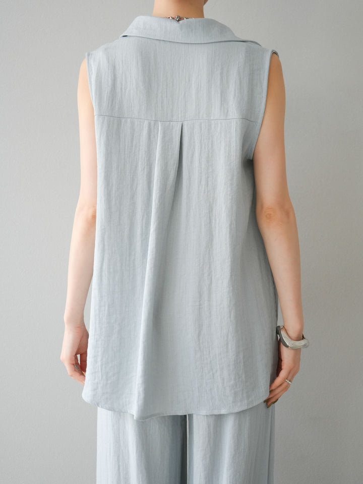 [SET]リネンライクスキッパーブラウス＆ワイドパンツSET UP