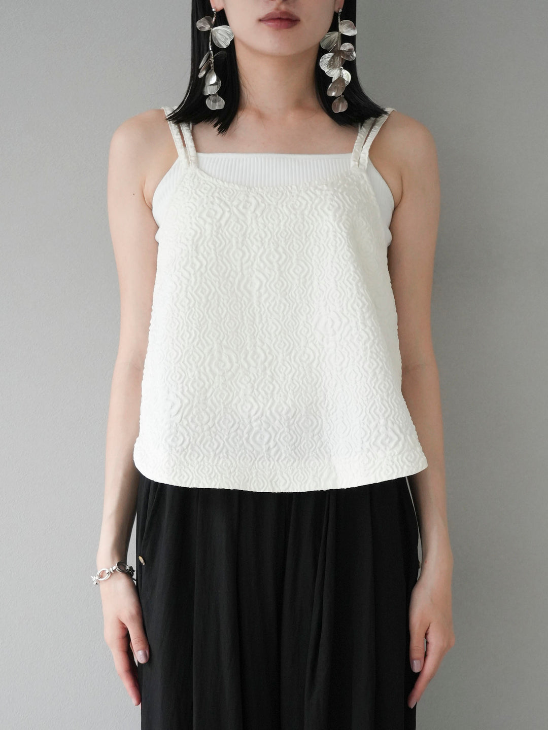 [Pre-order] Puffy Jacquard Double Strap Camisole/Ivory