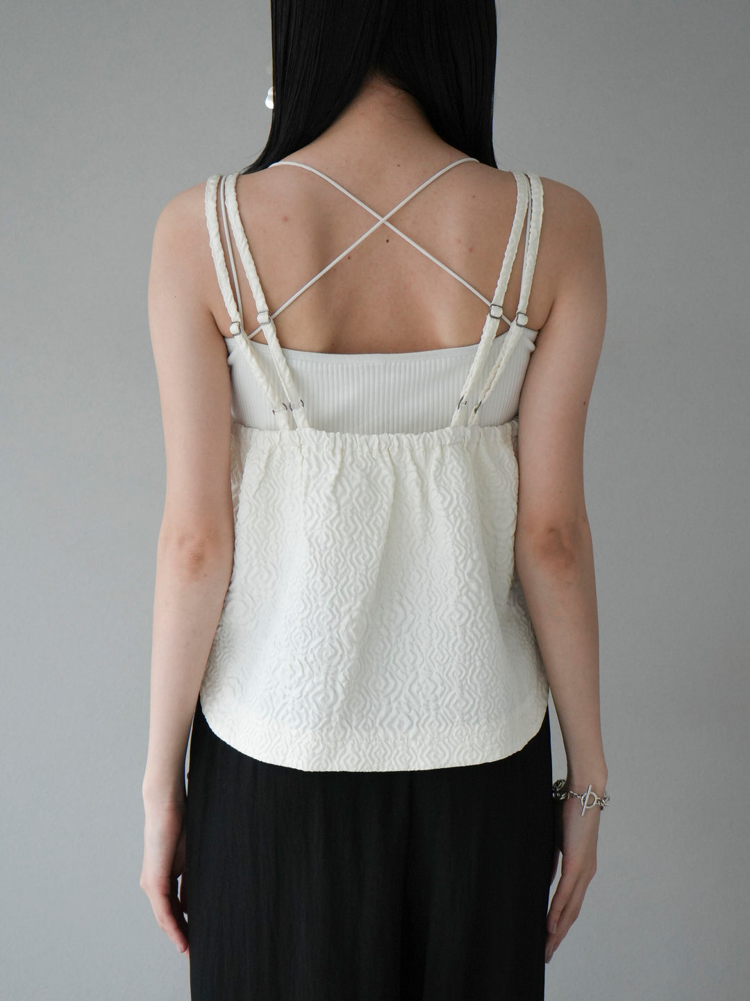 [Pre-order] Puffy Jacquard Double Strap Camisole/Ivory