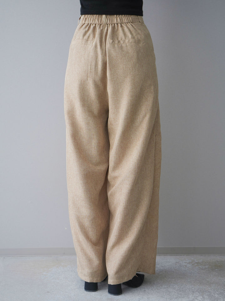 [予約]リネンライクタックワイドパンツ/beige
