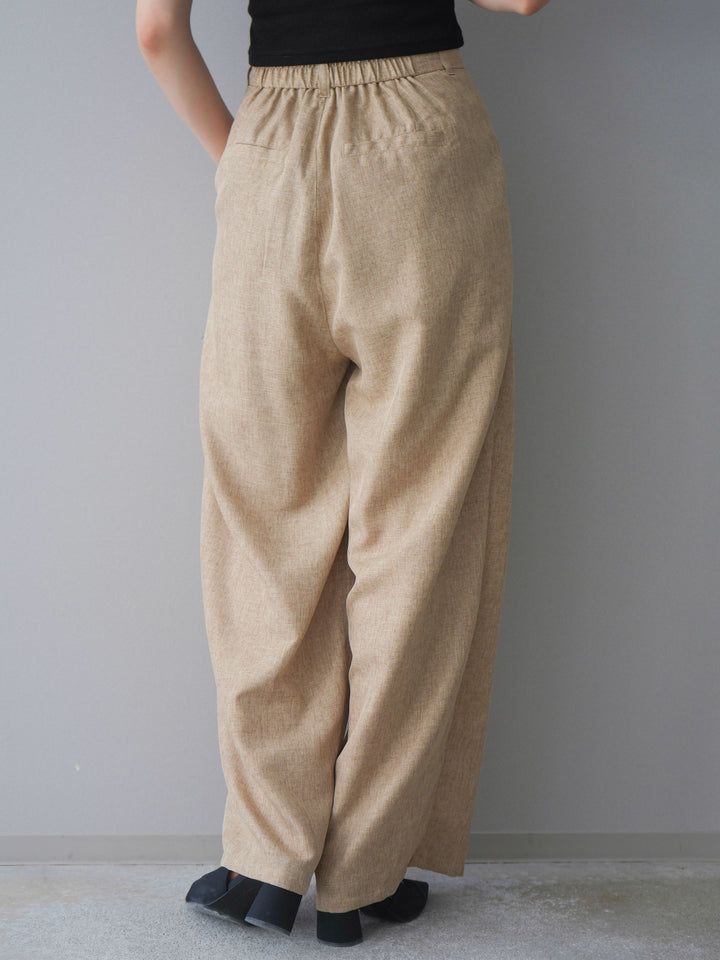 [予約]リネンライクタックワイドパンツ/beige