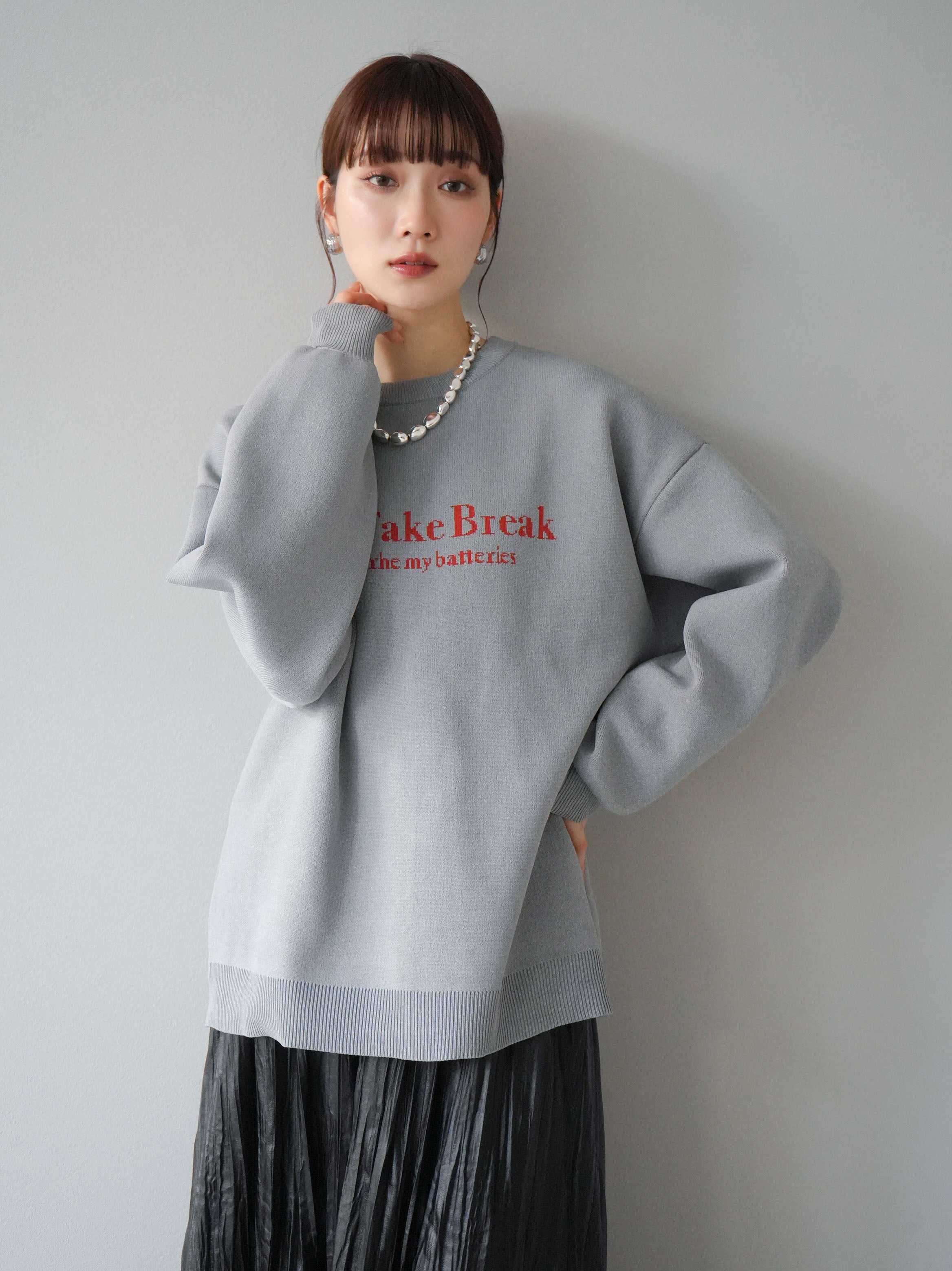 予約]ミラノリブロゴニットプルオーバー/グレー – Lumier