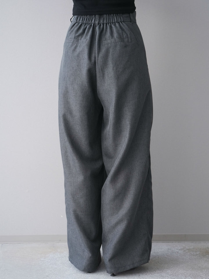 [予約]リネンライクタックワイドパンツ/charcoal