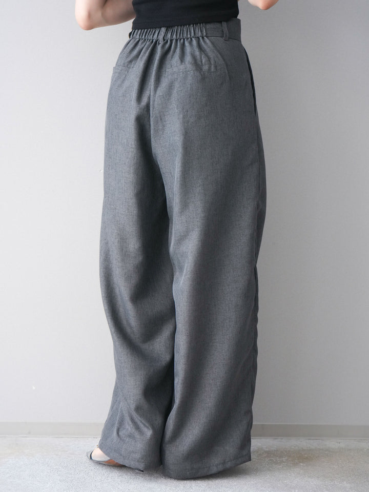[予約]リネンライクタックワイドパンツ/charcoal