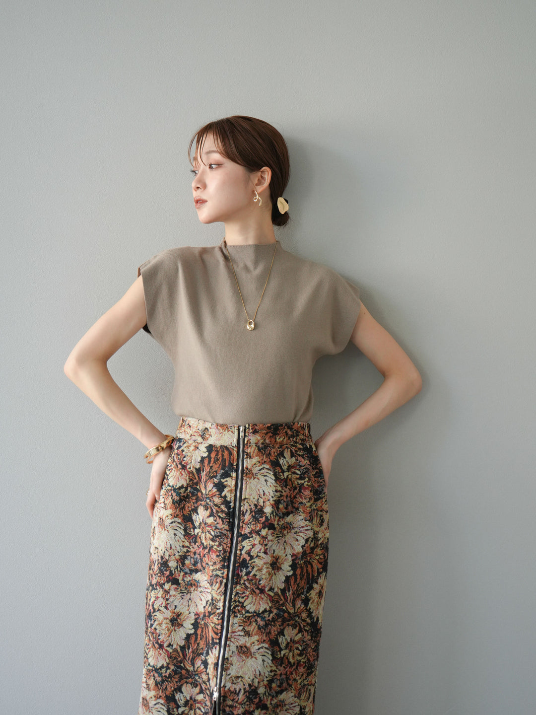 [SET]プチネックフレンチニットトップス+プチネックフレンチニットトップス(2set)