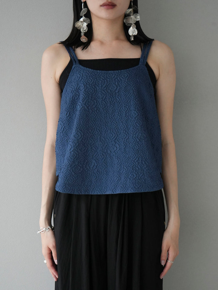 [Pre-order] Puffy Jacquard Double Strap Camisole/Blue