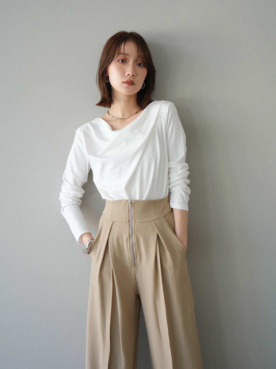 [SET]ドレープデザインカットソー+ドレープデザインカットソー(2set)