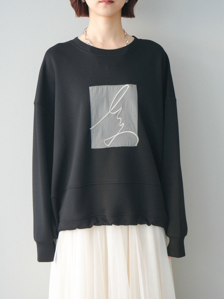[予約]ライトポンチ刺繍ロゴプルオーバー/black