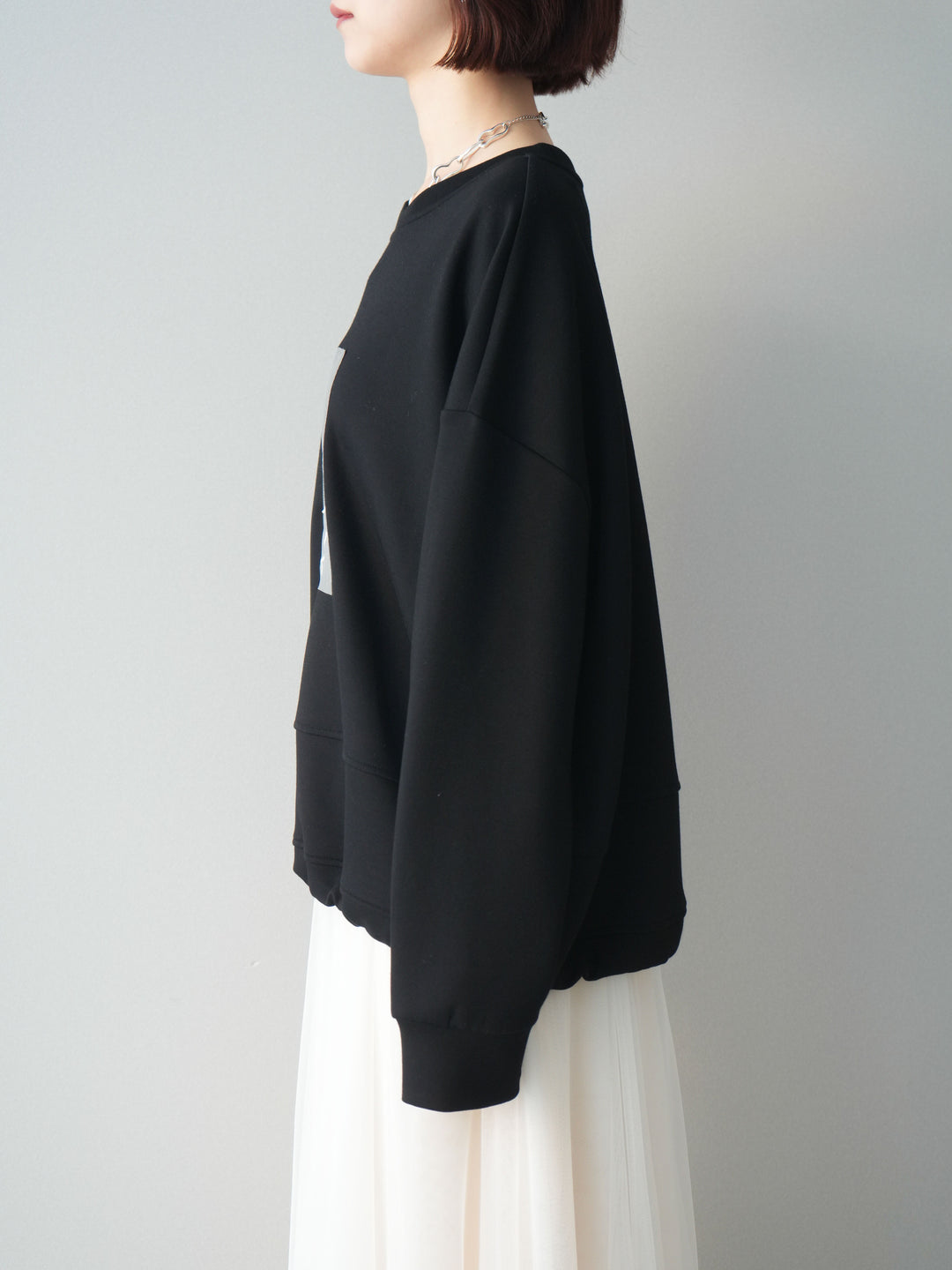 [予約]ライトポンチ刺繍ロゴプルオーバー/black