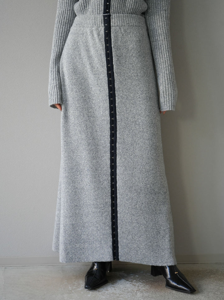 [預訂] 鉤花多向針織半身裙/灰色