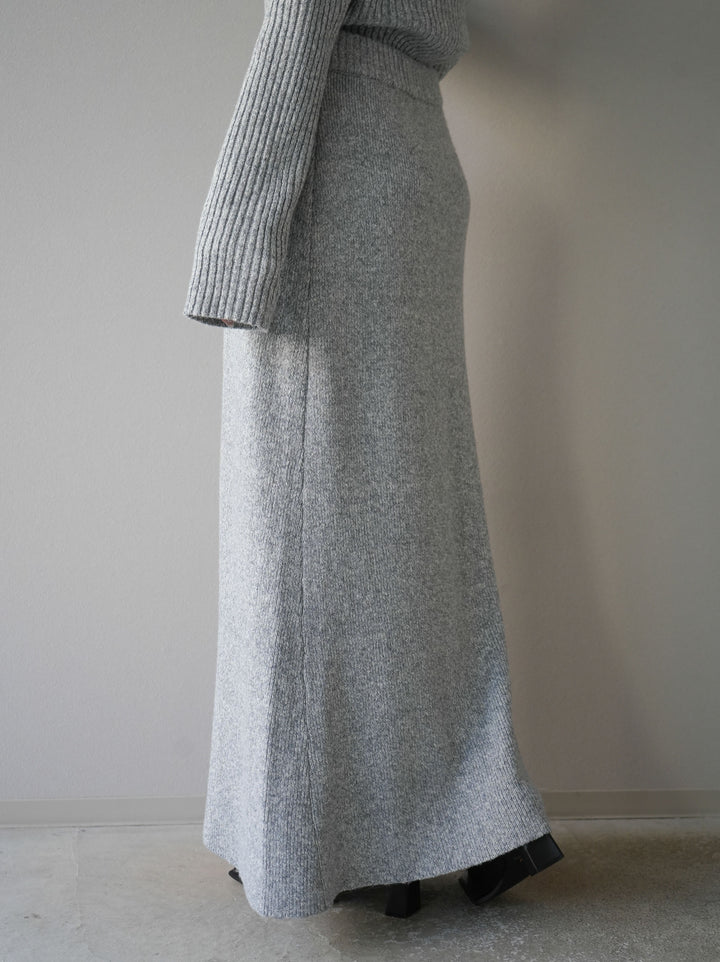 [預訂] 鉤花多向針織半身裙/灰色