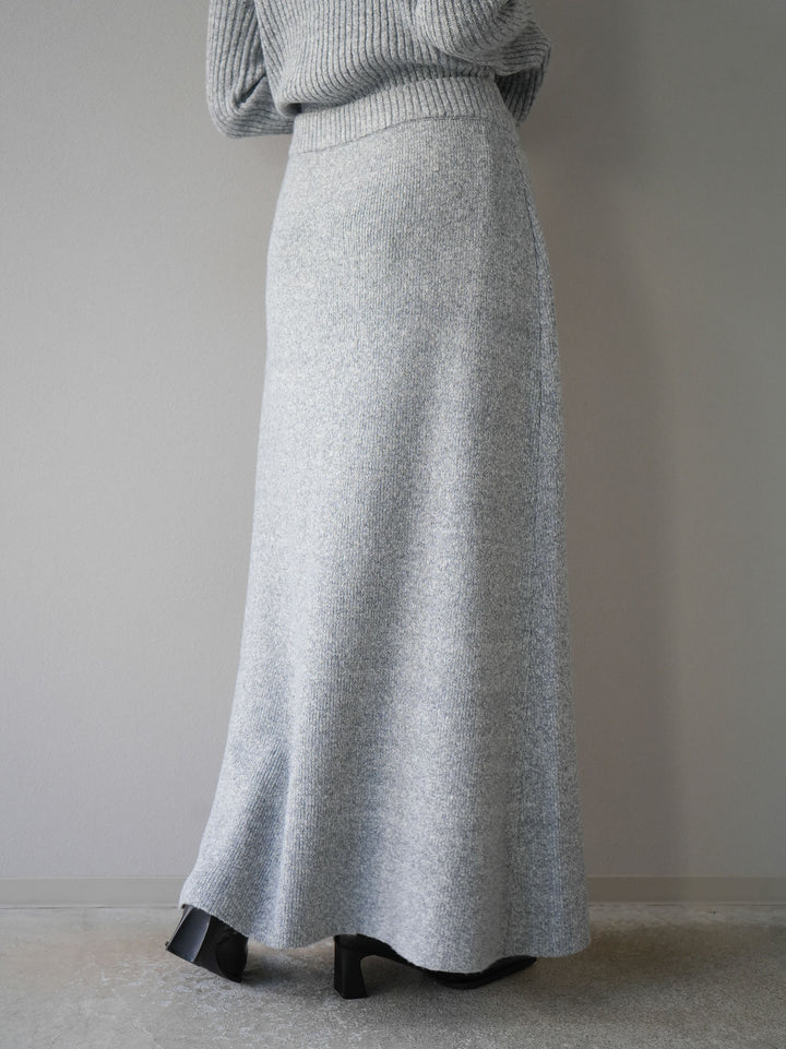 [預訂] 鉤花多向針織半身裙/灰色