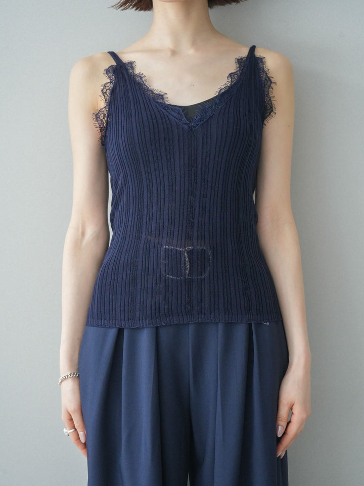 [予約]インナーレースキャミソール＆カーディガンアンサンブル/navy