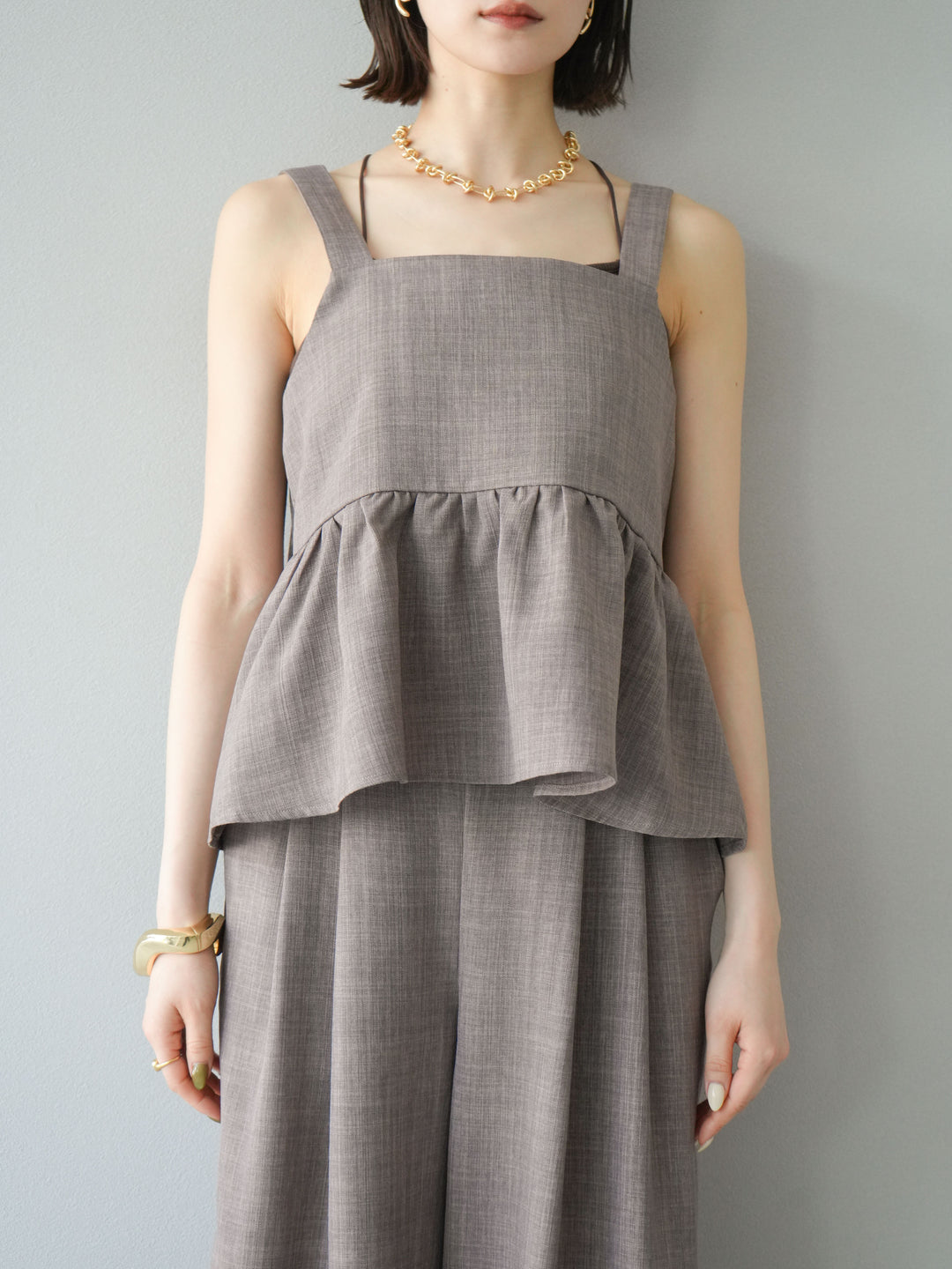 [予約]リネンライクビスチェ/モカ