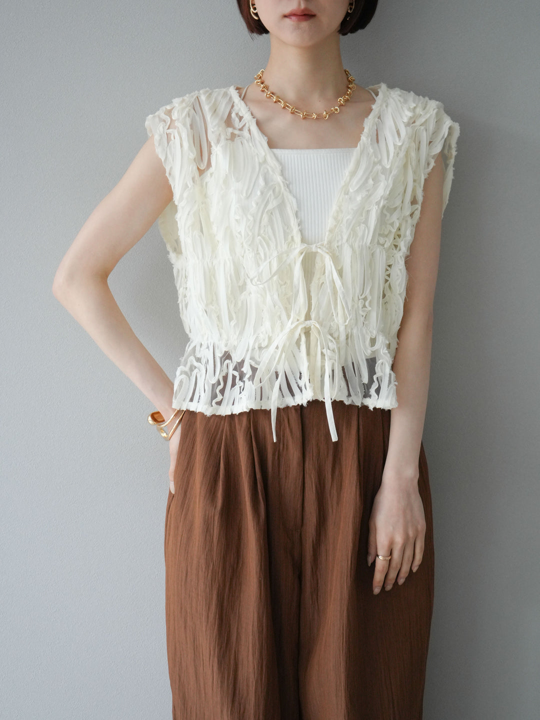 [SET]ジャガードレースリボントップス+ジャガードレースリボントップス(2set)