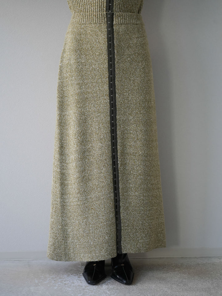 [予約]ホックディティールマルチWAYニットスカート/グリーン