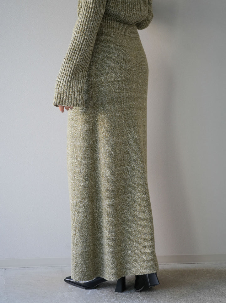 [予約]ホックディティールマルチWAYニットスカート/グリーン