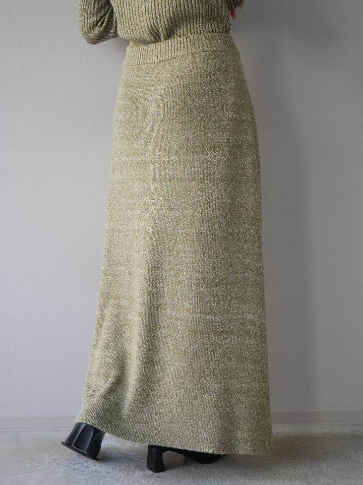 [予約]ホックディティールマルチWAYニットスカート/グリーン