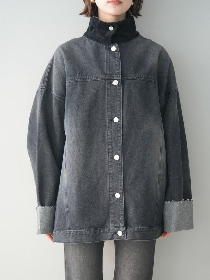 [予約]コーデュロイ×デニムミドルジャケット/gray