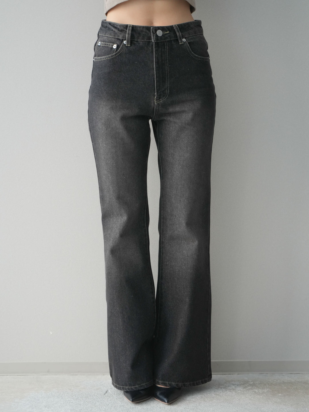 [予約]フレアデニムパンツ/black