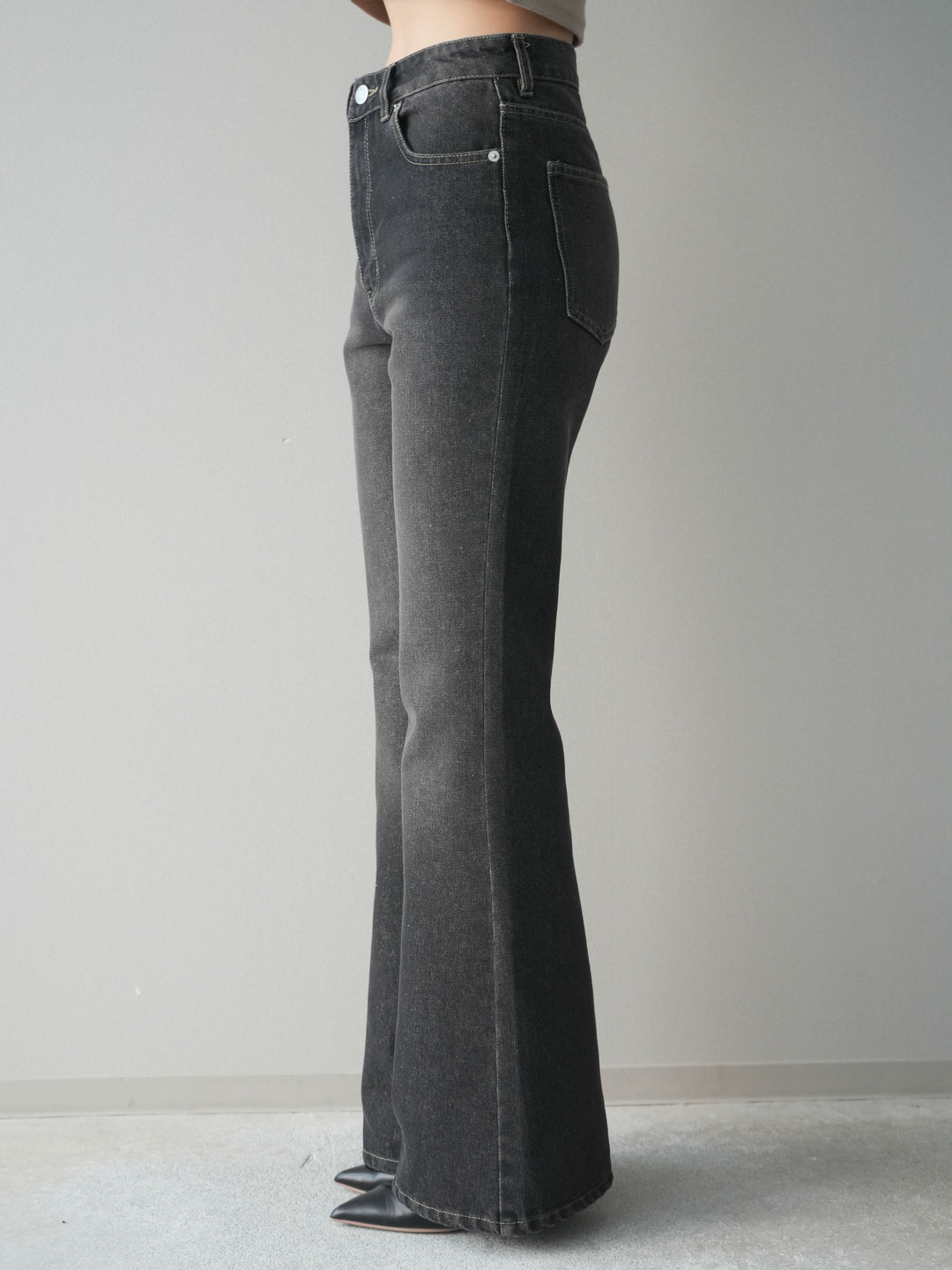 [予約]フレアデニムパンツ/black