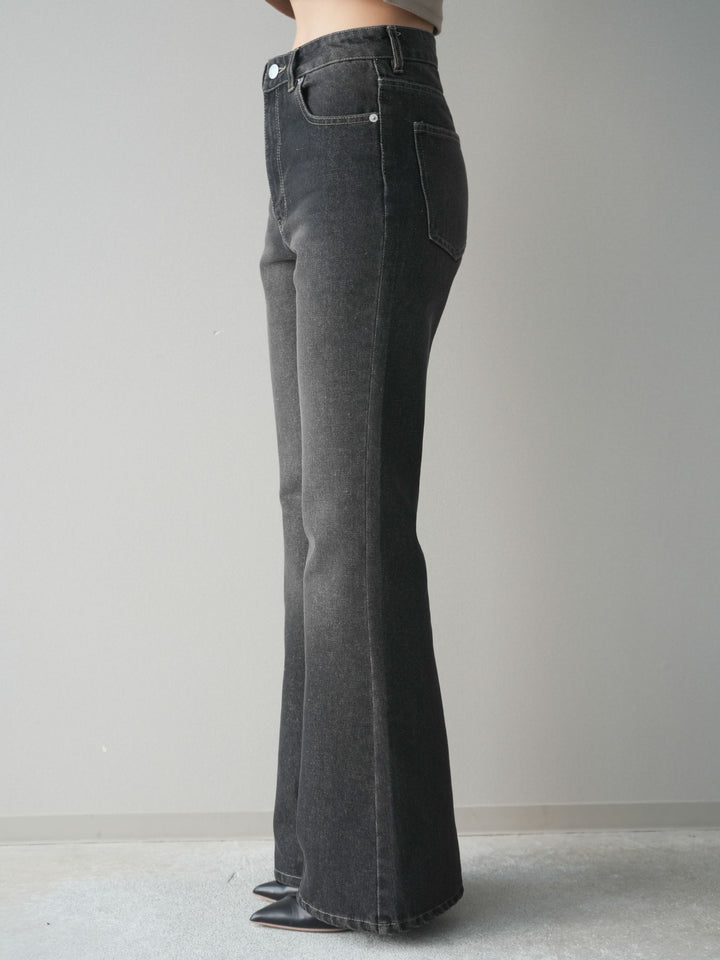 [予約]フレアデニムパンツ/black