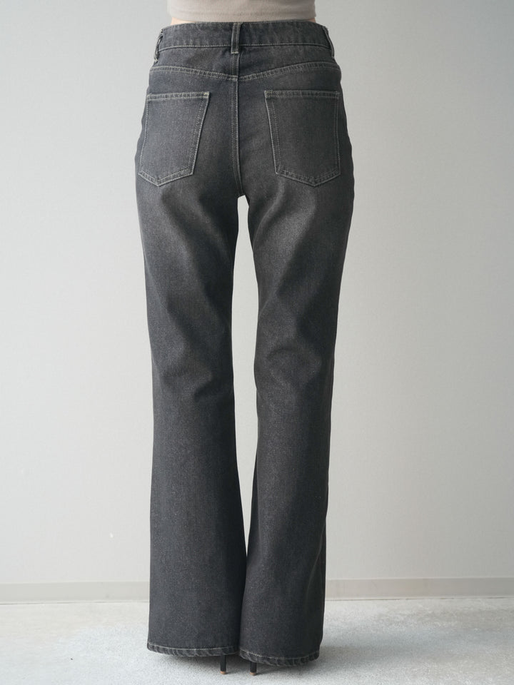 [予約]フレアデニムパンツ/black