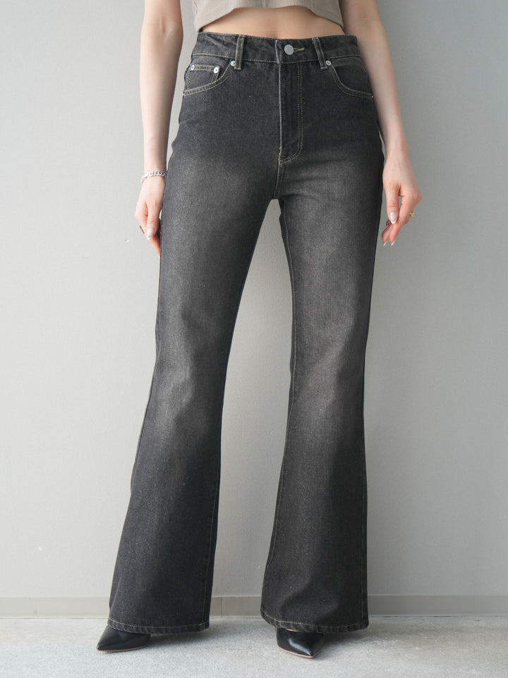 [予約]フレアデニムパンツ/black