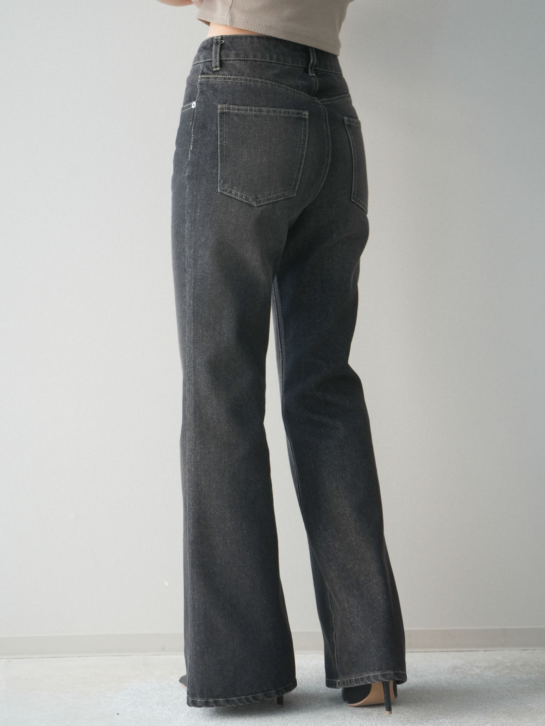 [予約]フレアデニムパンツ/black