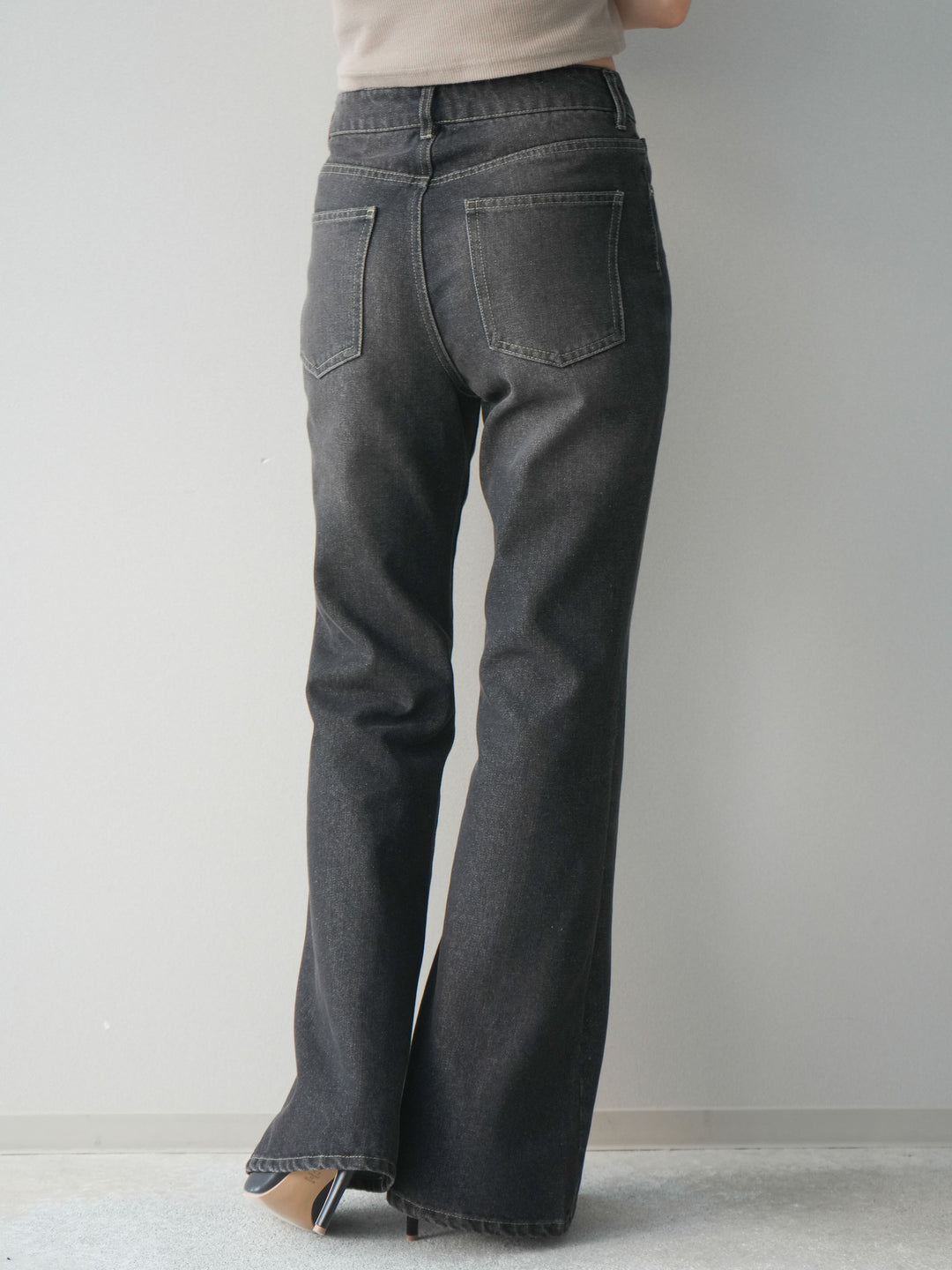 [予約]フレアデニムパンツ/black