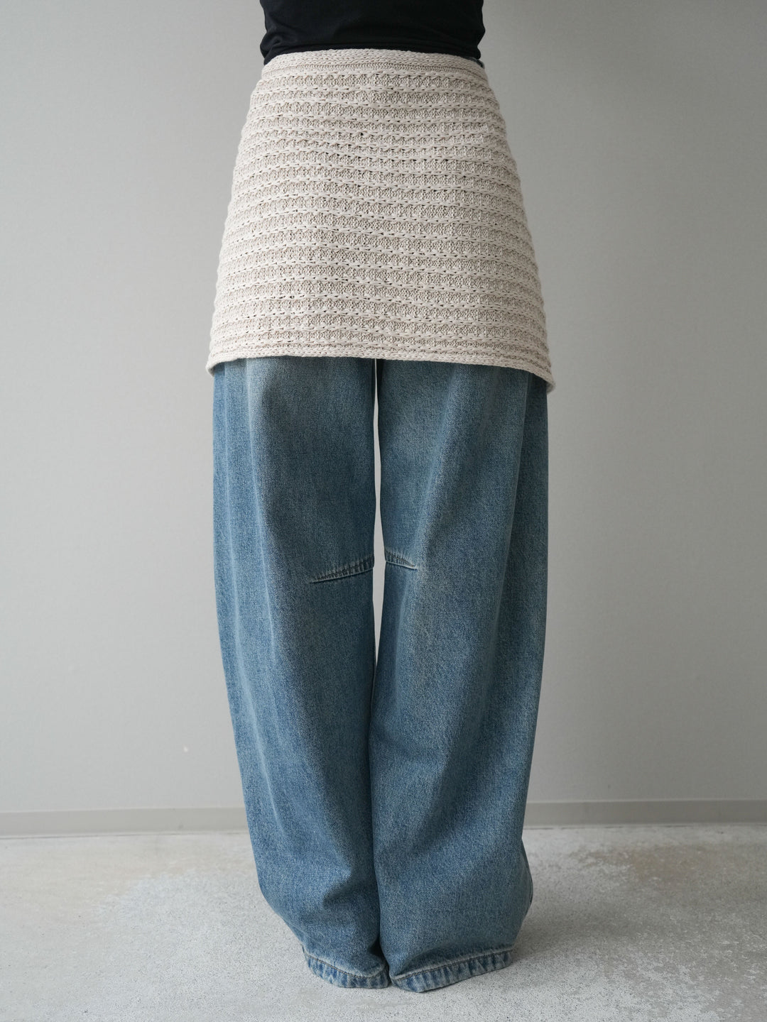 【預購】紋理羅紋裹身裙 / 象牙色