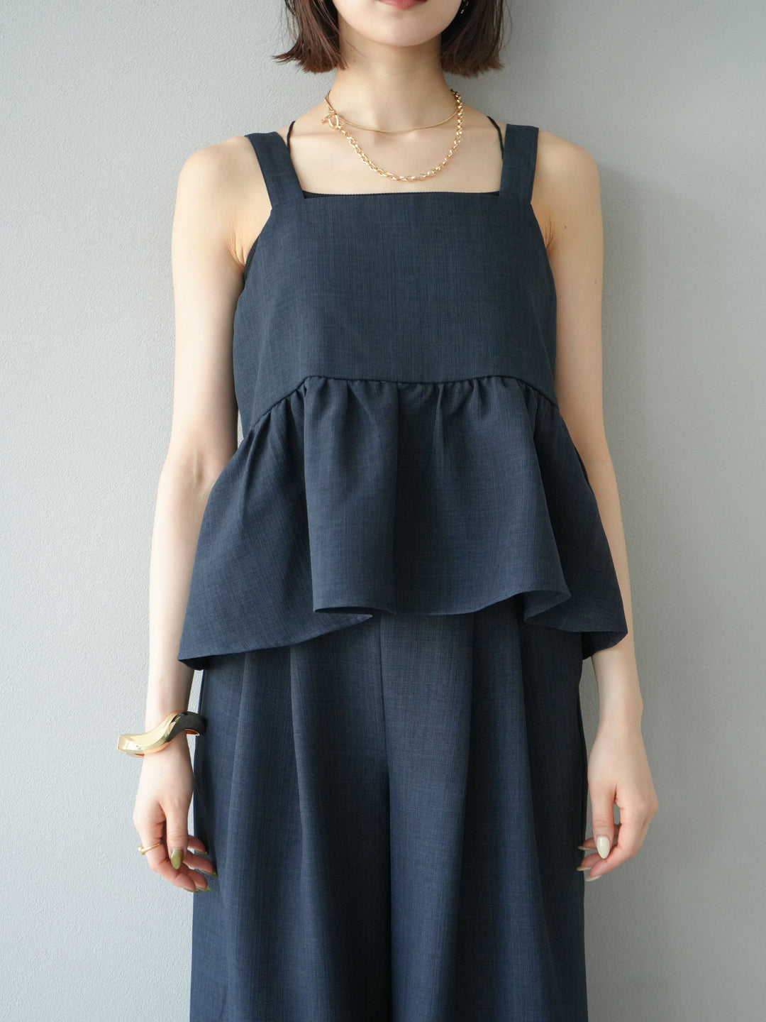 [予約]リネンライクビスチェ/チャコール