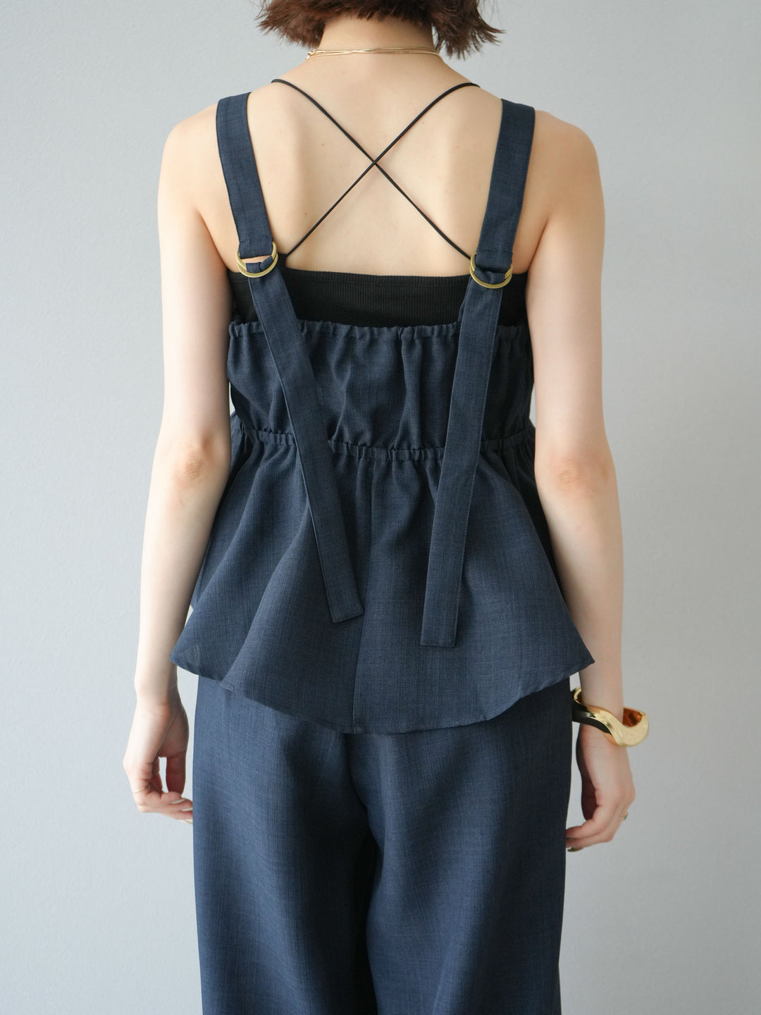 [予約]リネンライクビスチェ/チャコール