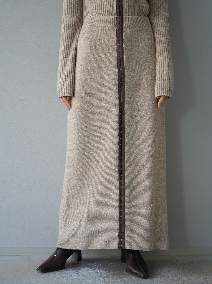 [予約]ホックディティールマルチWAYニットスカート/アイボリー