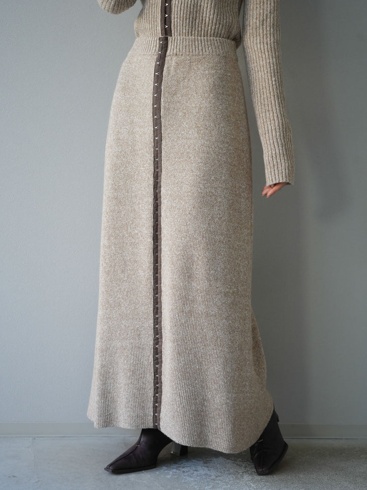 [予約]ホックディティールマルチWAYニットスカート/アイボリー