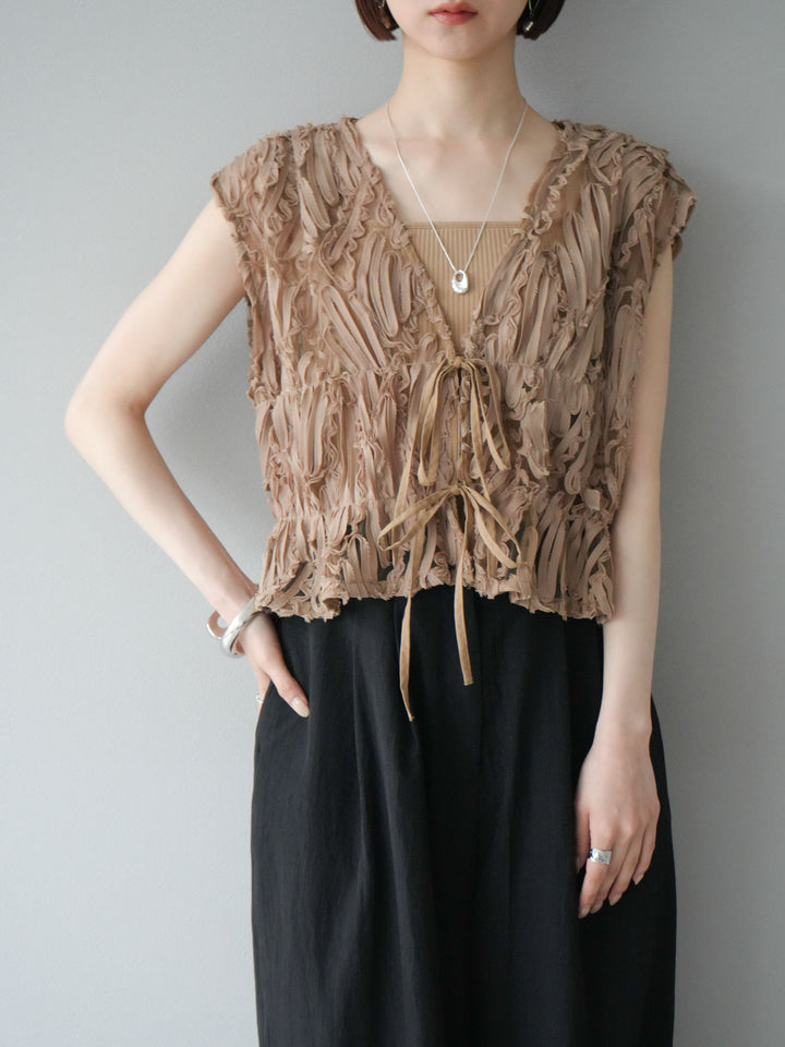 [SET]ジャガードレースリボントップス+ジャガードレースリボントップス(2set)