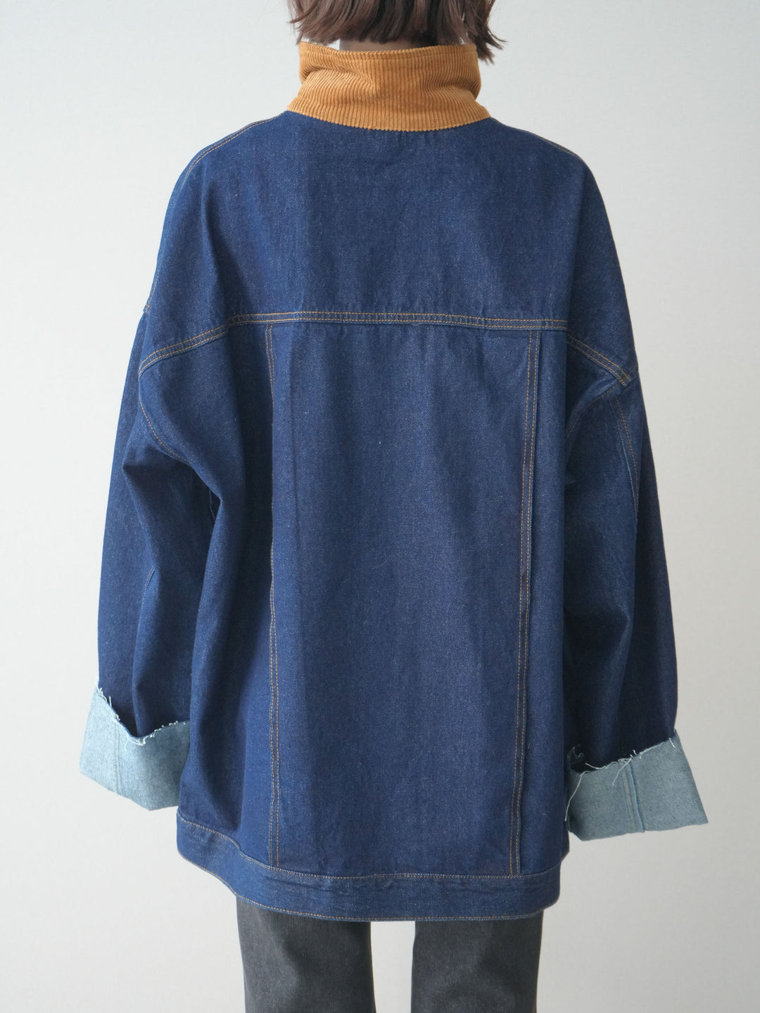 [予約]コーデュロイ×デニムミドルジャケット/indigo