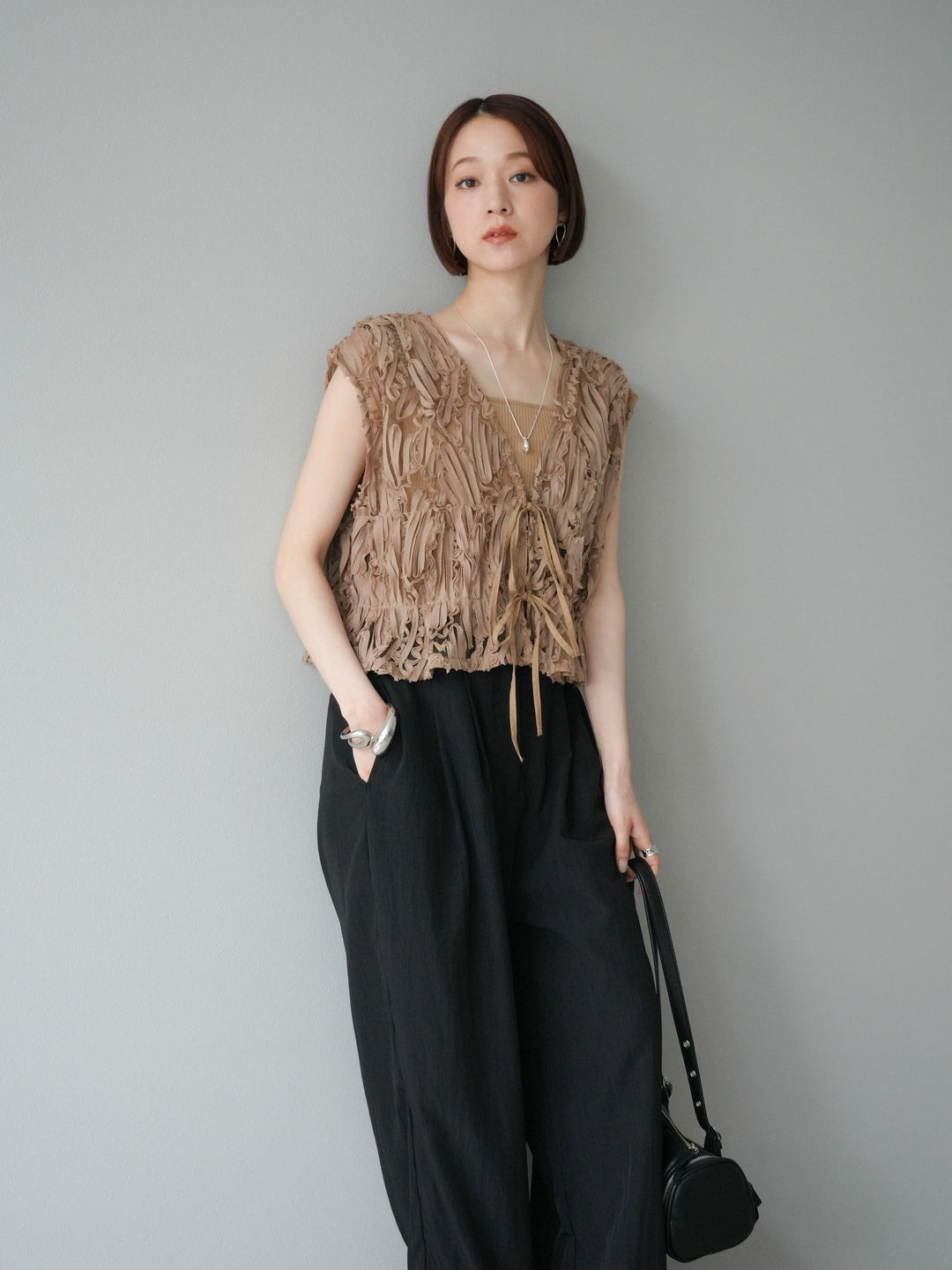 [SET]ジャガードレースリボントップス+ジャガードレースリボントップス(2set)