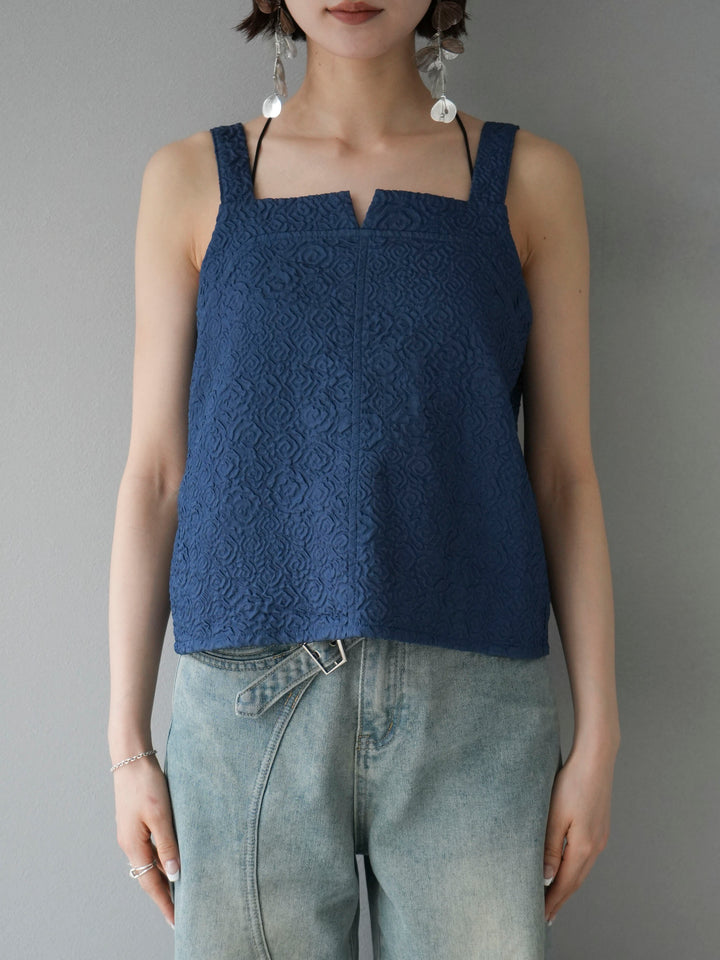 [Pre-order] Puffy Jacquard Bustier Cami Top/Blue