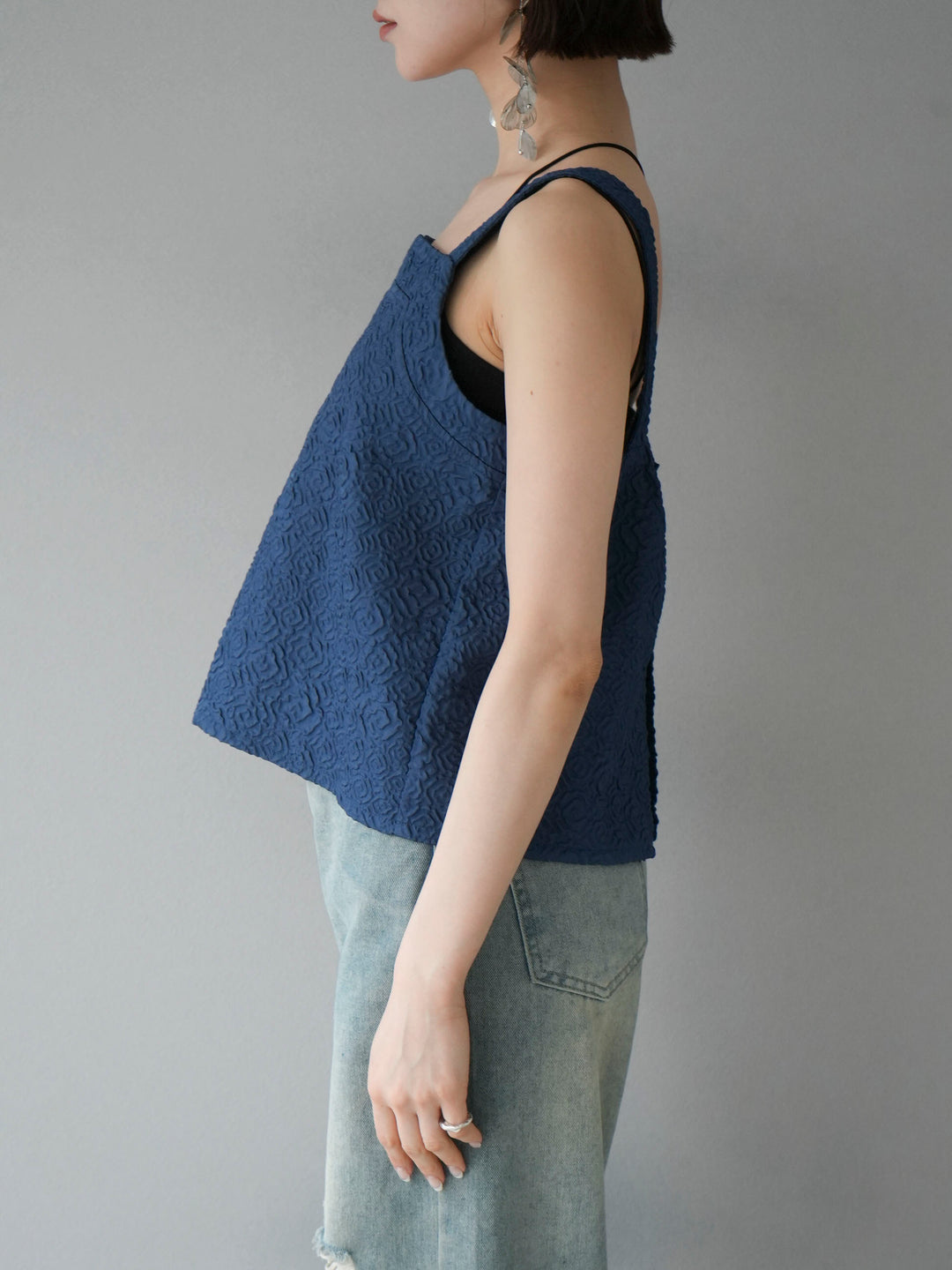 [Pre-order] Puffy Jacquard Bustier Cami Top/Blue