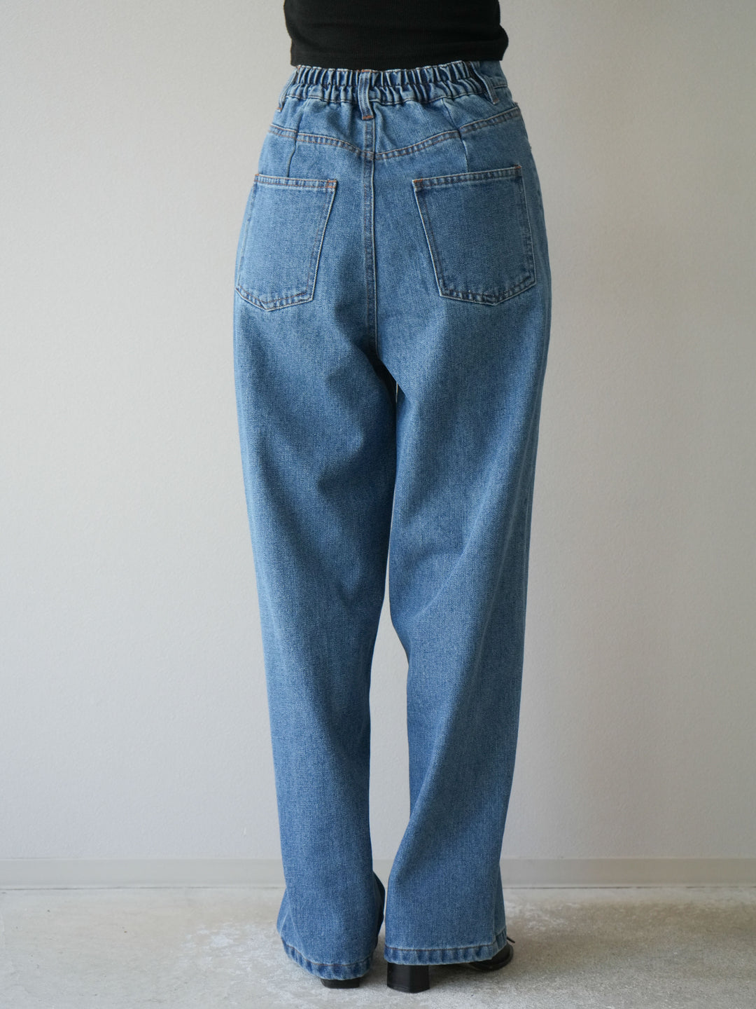 [予約]センターシームラップデザインストレートデニム/ブルー
