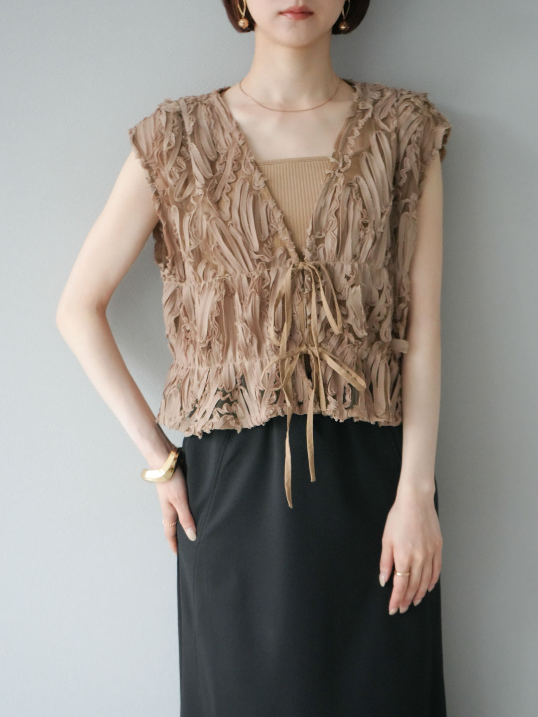 [套裝] 提花蕾絲蝴蝶結上衣 + 可選配件套裝（2 套）