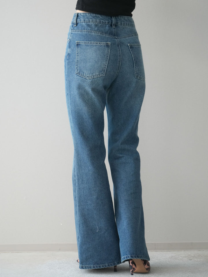 [予約]フレアデニムパンツ/blue